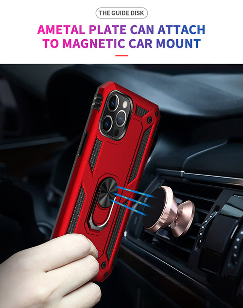 Tech Armor Ring Stand Grip Case with Metal Plate for iPhone 12 Pro Max
